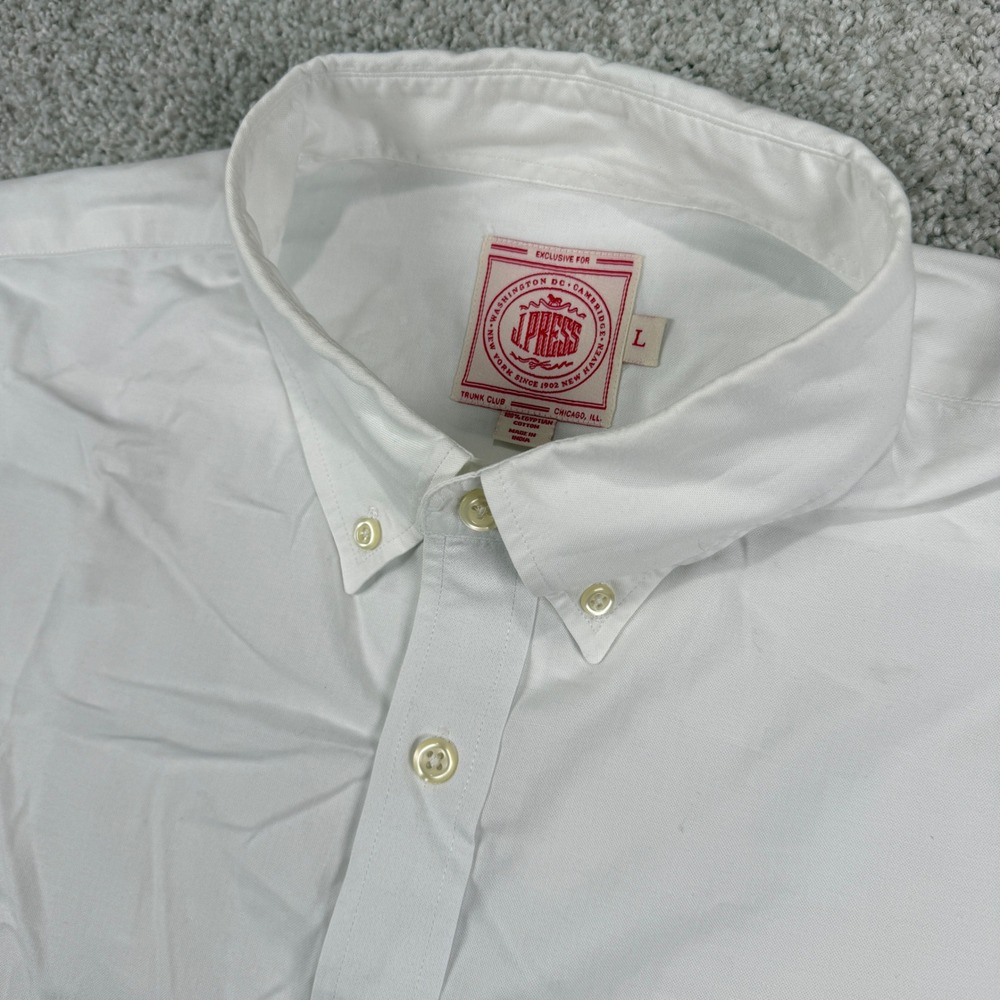 J. Press Button Down Shirt Men Large White Egyptian Cotton Trunk Club Oxford